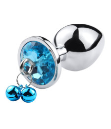 Plug bijou aluminium bleu avec clochettes Taille M -  RY-002-A-ZB